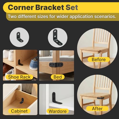 20 Pack Stainless Steel Corner Brackets for Furniture Reinforcement