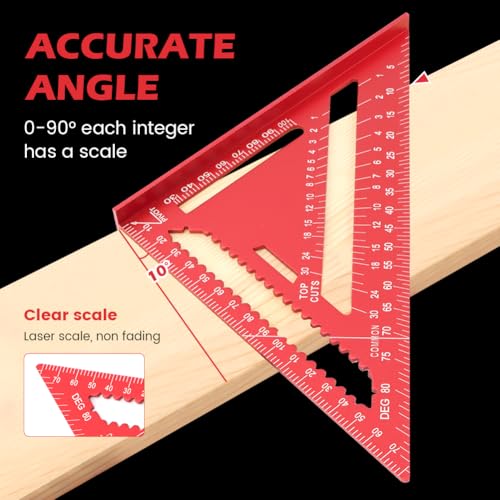 7-in Aluminum Carpenter Square Rafter/Framing Square with Red Finish – Qirvaten