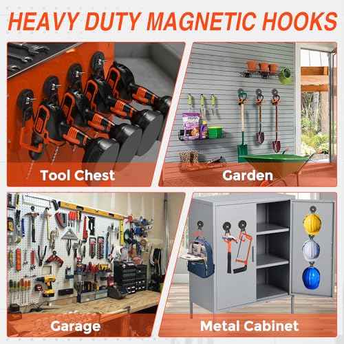 3Pcs Large Magnetic Hooks Heavy Duty for Garage, Magnet Hooks for Hanging Heavy Duty, Strong Magnet Storage Hooks for Hanging Garage Tools& Garden Tools