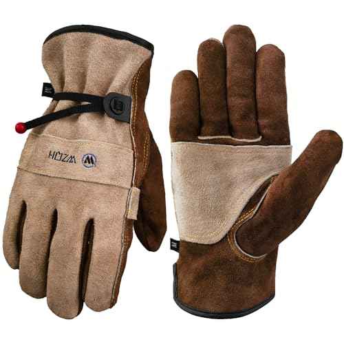 Leather Work Gloves for Men or Women. Large Glove for Gardening, Tig/Mig Welding, Construction, Chainsaw, Farm, Ranch, etc. Cowhide, Cotton Lined, Utility, Firm Grip, Durable. Coffee-grey L