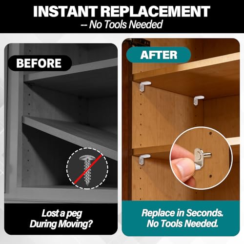 Oimyalsi 5mm Shelf Pegs Pack of 24 with Storage Box - L-Shaped Metal Pins with Anti-Slip Caps for Kitchen, Pantry, Bookcase, Medicine Cabinet & Glass Shelves