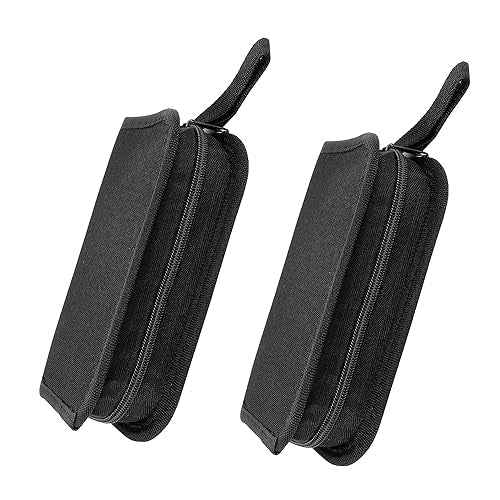 Umaki 2pack Small Tool Pouch Organizer, Canvas Zipper Pouch with 13 Adjustable Loops and a Storing Belt, Utility Tool Bag for Craft Making, Maintenance, Electrician and Carpenters, 8'' x 4'', Black