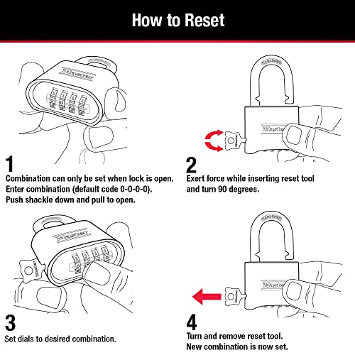 Master Lock Combination Padlock Set of 2 Outdoor Weatherproof Locks - Black, Resettable 178EC2