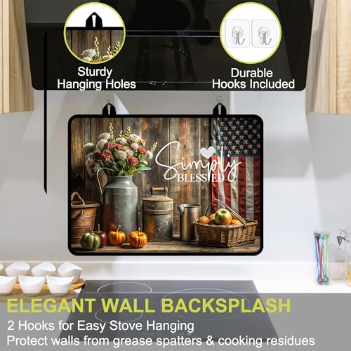Stove Top Covers for Electric Stove 28x20 in | YKNBYAH Simply Blessed Rustic Items