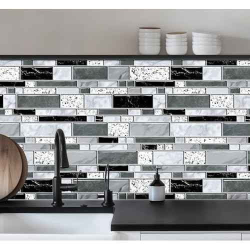 WENMER Peel and Stick Backsplash Wallpaper, Kitchen Backsplash Wallpaper, Kitchen Peel and Stick Wall Paper, Tile Contact Paper for Countertop, Bathroom 17.7"x 118"