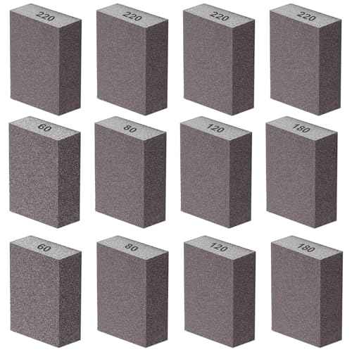 smseace 12 Pack Sanding Blocks 60 80 120 180 220 Grit Drywall Sanding Block Sand Paper for Wood Furniture,Drywall,Metal,Crafts Sanding Block Set Sanding Sponge