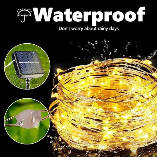 Joomer Solar Fairy String Lights 80FT 240LED Warm White 2-Pack, Outdoor Waterproof Garden Decor