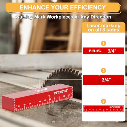 Diylog Setup Blocks Height Gauge Set 16 PCS for Woodworking – Aluminum Block Set with Case, 3" Blocks, 1/16" to 1"