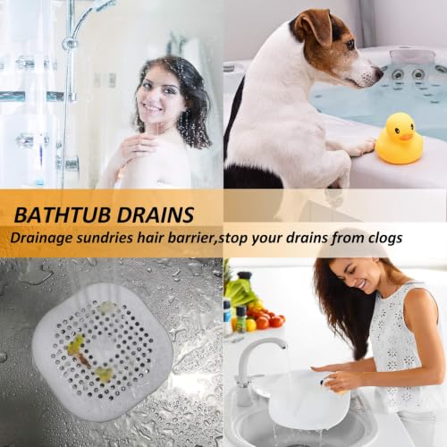 Bovinde Sliver Grey Square Shower Drain Cover 2-Pack - Hair & Drain Protector