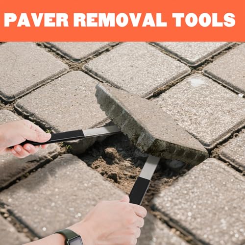 Lawei 2 Pack Paver Puller, Heavy Duty Paver Removal Tool with Joint Scraper Micro Teeth and Gripper Slots, Paver Extractor Tools for Garden, Lawn, Patio, Brick, Block Replacement, Rubber Handle