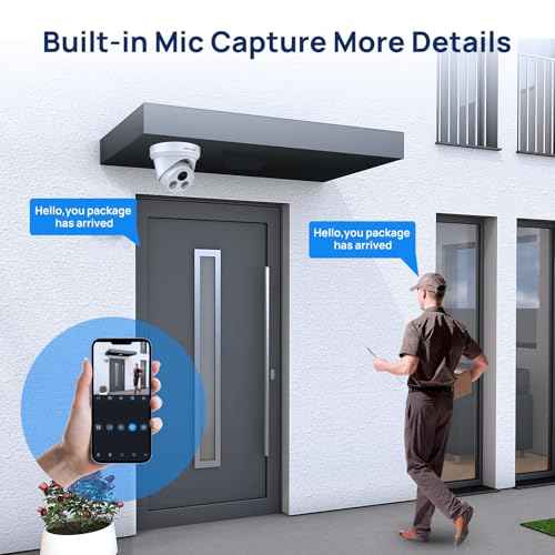 4MP PoE IP Camera Outdoor, Security Network Camera with Mic/Audio, 2.8mm Lens Wide Angles,Smart Human/Vehicle Detection,98ft IR Night Vision,H.265+,IP67 Waterproof,BlueIris,NDAA Compliant
