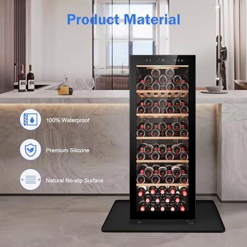 Sptnabv 23.6 x 19.7 in Mini Fridge Mat with Raised Edge – Leakproof Silicone Under Fridge Tray (Black, 23.6" x 19.7")