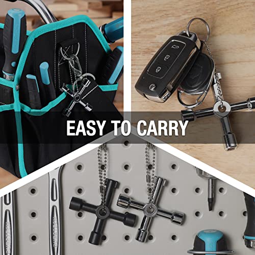 DURATECH 4 Way Utility Key, Multi-functional Water Key, 1-Pack, for Valve, Faucet, and Spigots