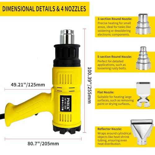 Heat Gun 2000W, 140¡ÆF-1202¡ÆF Variable Temperature with 2 Speeds, Fast Heating Heavy Duty Hot Air Gun Kit with 4 Nozzles for Crafts, Shrinking PVC, Stripping Paint