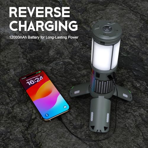 Tesmax Green Telescopic Camping Light with Stand & Magnetic Base - 40H Playtime