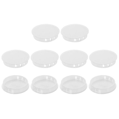 uxcell 10Pcs Plastic Hole Plugs, 50mm(2") Flush Type Panel Plugs, Round Snap Knockout Locking Plugs for Furniture Insert End Caps Panels, White