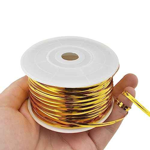 HAHIYO 100Yards/300Feet/91M Gold Metal Twist Ties for Bread, Candy, Coffee, Plant Garden, Cellophane Treat, Gift Wrapping, Plastic Bags - Halloween Party, Cake Present, Art Craft