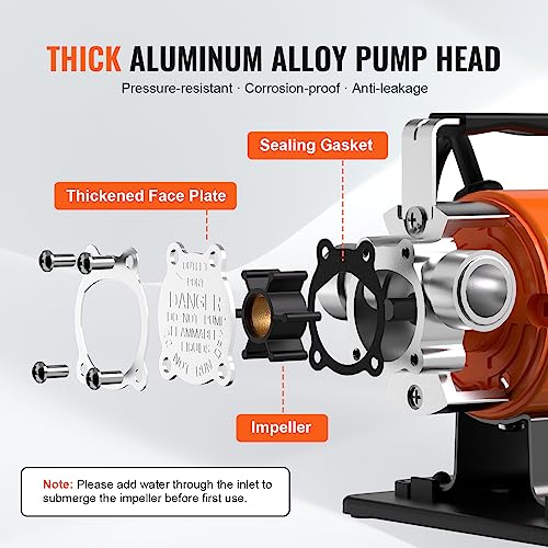 VEVOR 115V Water Transfer Pump 360 GPH, Portable Utility Pump with 46ft Lift & Hose Kit