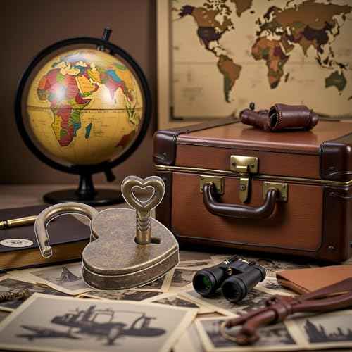 Antique Brass Heart Shape Padlock, Key Lock, Bronze, Padlock, Travel, Storage