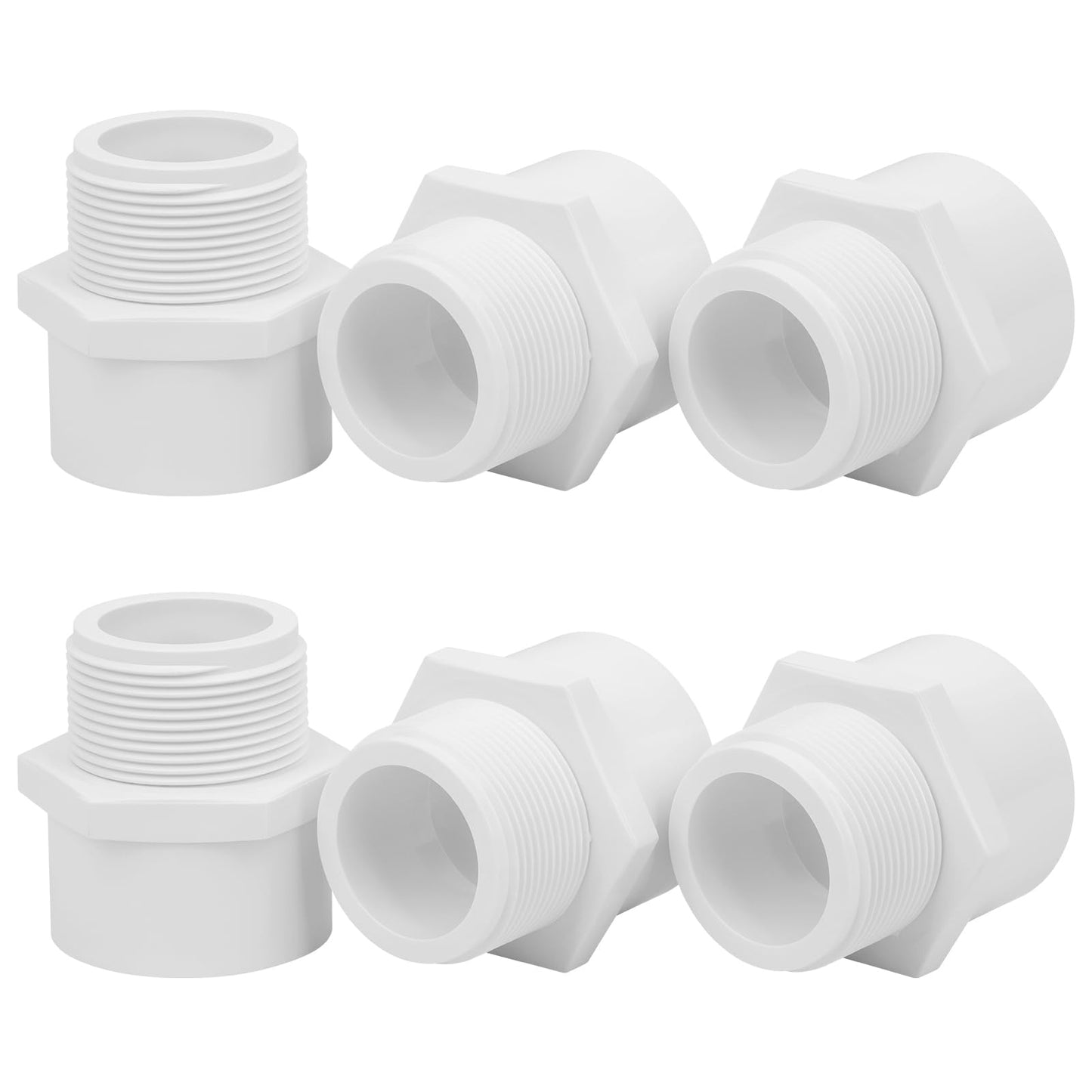 Lswteiz 6Pack 1-1/2" PVC Male Adapter Pipe Fittings (Socket x Male Pipe Thread) Furniture Grade SCH40 2-Way 1.50" PVC Coupling Pipe Connectors for Plumbing Water Line