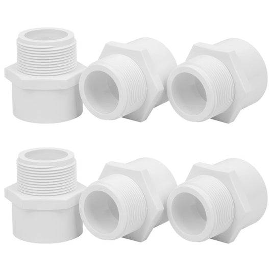 Lswteiz 6Pack 1-1/2" PVC Male Adapter Pipe Fittings (Socket x Male Pipe Thread) Furniture Grade SCH40 2-Way 1.50" PVC Coupling Pipe Connectors for Plumbing Water Line