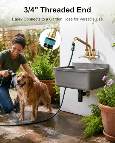 Aolemi Wall Mount Laundry Sink Faucet with 9-Inch Chrome & Brass Spout