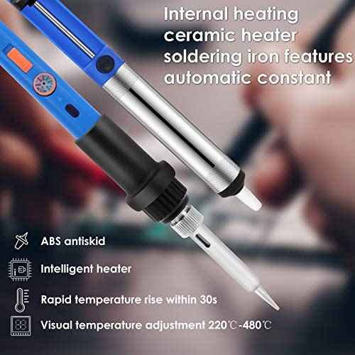 Soldering Iron Kit, Jewelry Soldering Iron 60W - Upgraded AdjustableTemperature Welding Tools,Soldering Gun Solder Wire,Wire Cutter,Soldering Iron Stand, Desoldering Pump, Heat ShrinkTubing 127pcs