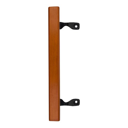 Brixwell Patio Door Handle with Brackets, Black Finish with Wood Grip, 6-5/8" Center-to-Center, Easy Installation Residential and Commercial Use, Replacement or New