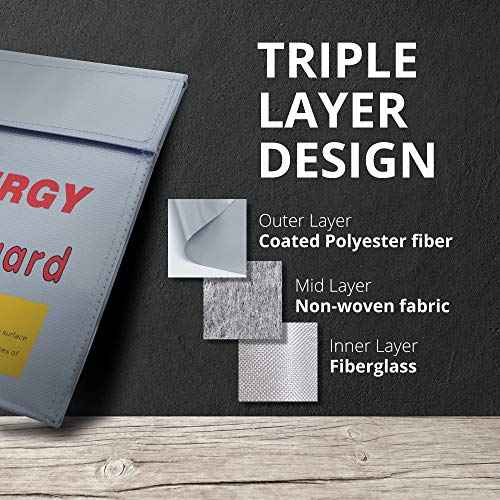 Tenergy Lipo Bag, Fire Retardant Lipo Battery Bag for Charging and Storage, 7x9inches