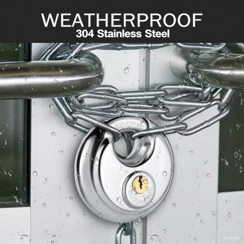 Vervida¢ç Keyed Padlock 70mm Waterproof Stainless Steel, 3/8 Inch Shackle Heavy-Duty Round Outdoor Lock for Storage Units & Garages 4-Pack with 12 Keys (Keyed Different)