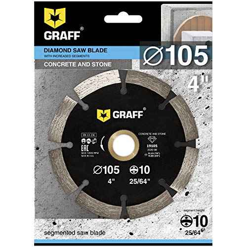 4 Inch Diamond Blade for Angle Grinder ? Diamond Cutting Wheel for Cutting Stone, Marble, Granite, Brick, Masonry, Paving Flag, Concrete ? Diamond Saw Blades Segment Height 0.394¡± (10 mm) ? GRAFF
