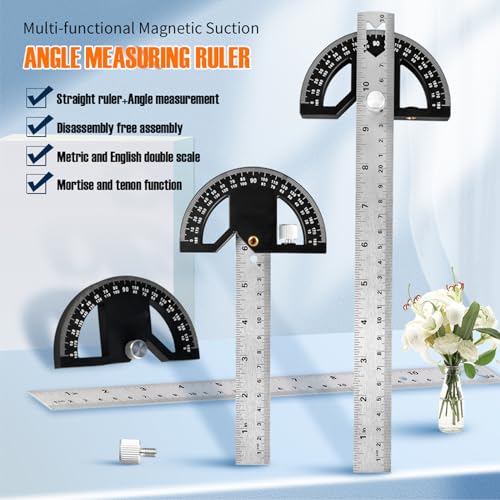 Kurras 12-Inch Adjustable Protractor Angle Finder Ruler for Woodworking