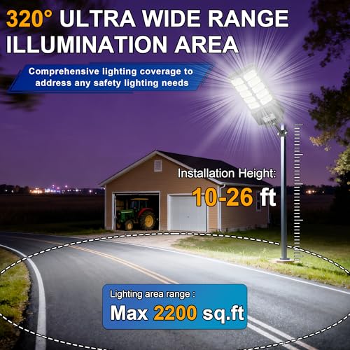 Vzyhik 6500W Solar Street Lights Outdoor Waterproof 2 Pack - Bright Motion Sensor Parking Lot Lighting