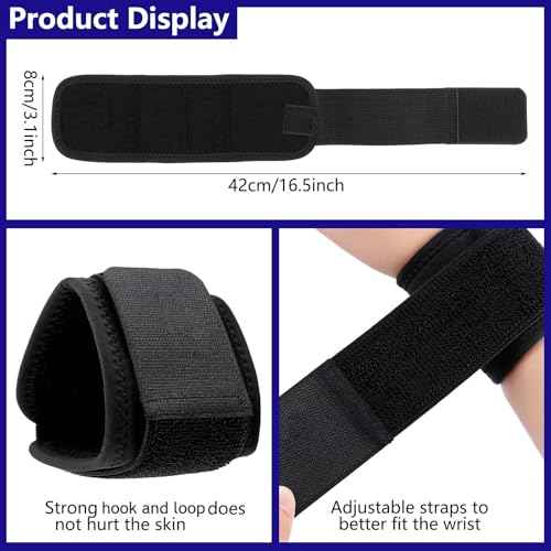 Threan 4 Pcs Wrist Brace for Lifting Carpal Tunnel Wrist Brace for Work Adjustable Hand Support Right and Left Hands Guard for Men Women(Black)