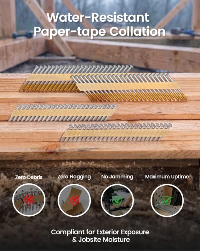 Meite 35° Joist Hanger Nails 1-1/2'' x 0.131'' Galvanized 2000PCS - Compatible with 34-36 Degree Nail Guns