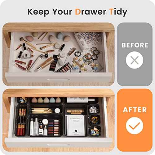¡¼??????????¡½A-LUGEI Plastic Black Desk Drawer Organizer, Bathroom Organizers and Storage, Makeup Organizer, Organization and Storage Bin Container for Vanity Office Utensils Tool Pantry Cosmetic