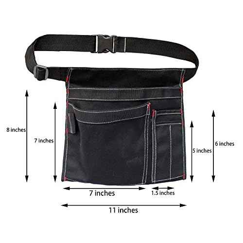 Tool Pouch MDSTOP Single Side Apron with 5 Pockets and 1 Hammer Loop, Fits for Hammer, Pencils, Screwdrivers etc. (Black)