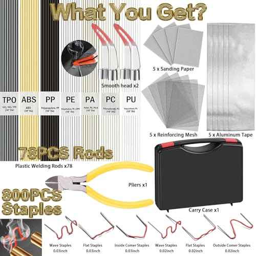 220W Plastic Welder, Multipurpose Fit, Plastic Welding Kit, Quick Plastic Repair Welder Kit, More Comfortable Portable, An Ideal DIY Tool