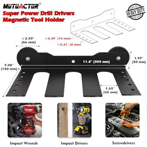 MUTUACTOR Super Power Tool Organizer Heavy Duty,Magnetic Mount Drill Holder Tool Storage,Anti-slip Magnetic Impact Drilling Driver Wrench Holder for Indoors Installation Repair Fixing