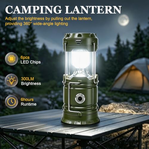 Solar Camping Lantern & Emergency Flashlight – Collapsible, Rechargeable, Waterproof LED Lantern