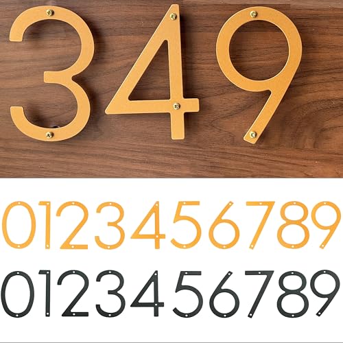 5-Inch Black Metal House Numbers for Outdoors - Weatherproof & Easy Install, Modern Aluminum Address Sign, HEOULC
