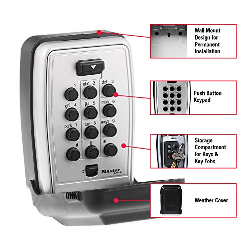 Master Lock Wall Mount Key Lock Box with Combination, 5-Key Capacity, Outdoor Safe