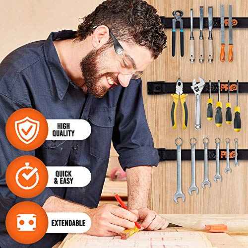 12" Magnetic Tool Holder Strip - A Tool Magnet Bar for Garage Organization, Shop Organization, and Workbench Accessories, Best Father's Day Gift, Easy To Install in Workshop, Mounting Screws Included.
