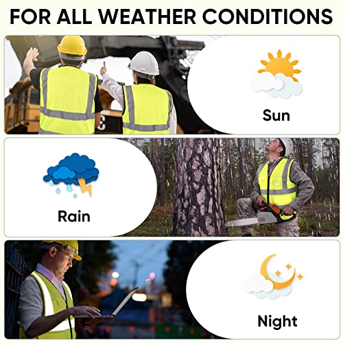 TICONN High Visibility Reflective Safety Vest for Men & Women - Yellow, Large, ANSI Class 2