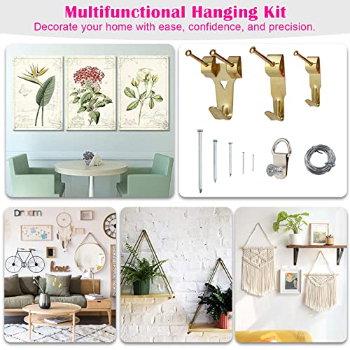 TOYIEW 315pcs Picture Hanging Kit with Hooks Nails & Pink Hammer - Home Decor