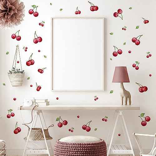 Wall Decals, Peel and Stick Stickers, Cherry Pattern,