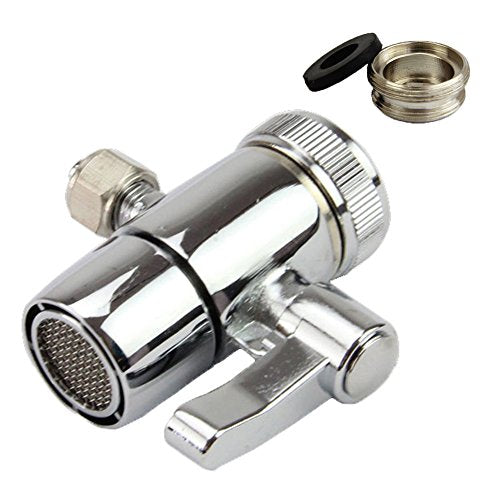 Weirun Kitchen & Bathroom Sink Faucet Water Filter Diverter Valve 1/4" Tubing Adapter M22 x M24 Chrome