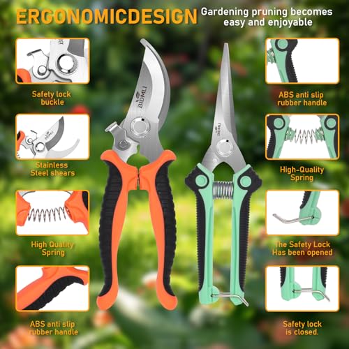 BIDMLI 4-Pack Garden Pruning Shears Set Stainless Steel Floral & Tree Trimmers - Model BIDMLI01
