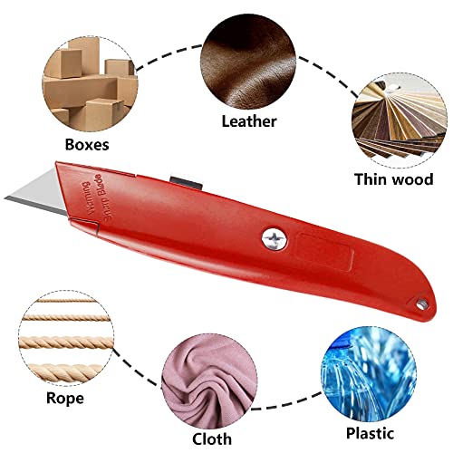 DIYSELF 2 Pack Retractable Utility Knife Box Cutter for PVC & General Use - Red