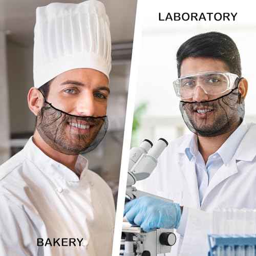100Pcs Disposable Beard Nets for Food Service, Breathable Nylon, 18" Protective Beard Covers for Restaurant Staff